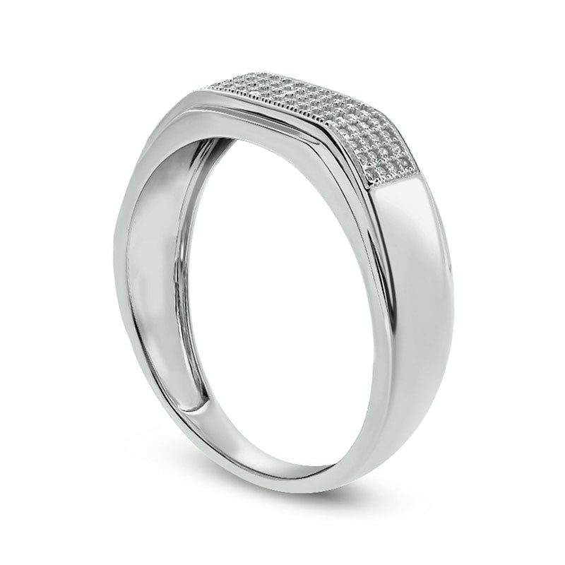 Men's 0.33 CT. T.W. Natural Diamond Squared Wedding Band in Solid 14K White Gold