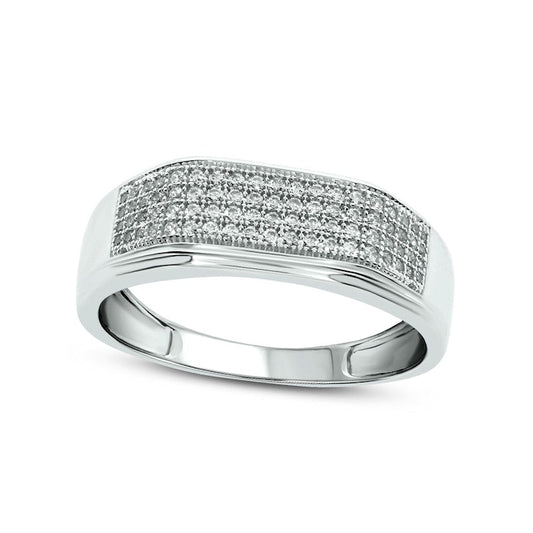 Men's 0.38 CT. T.W. Natural Diamond Rectangular Wedding Band in Solid 10K White Gold