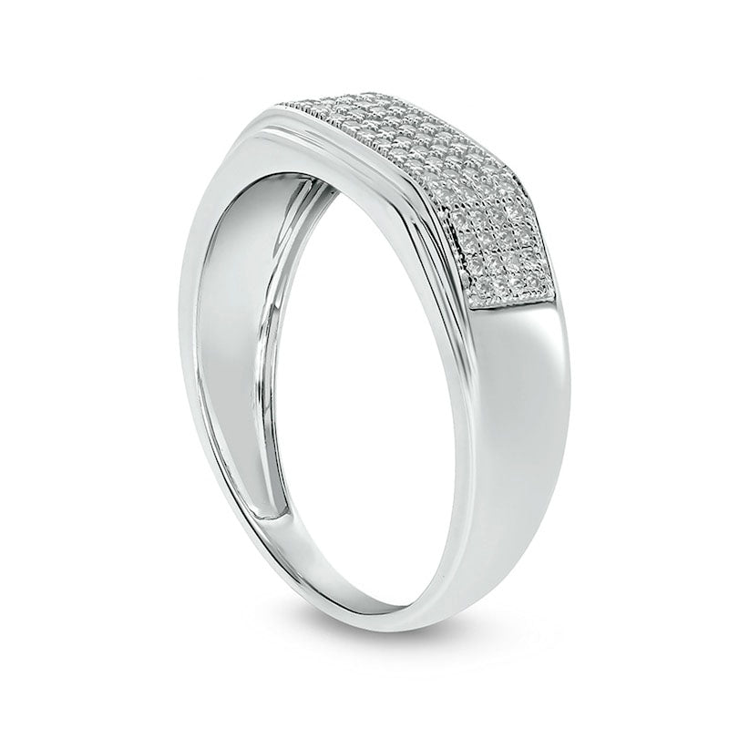 Men's 0.38 CT. T.W. Natural Diamond Rectangular Wedding Band in Solid 10K White Gold