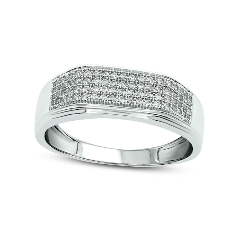 Men's 0.38 CT. T.W. Natural Diamond Rectangular Wedding Band in Solid 14K White Gold