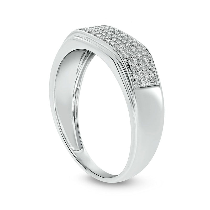 Men's 0.38 CT. T.W. Natural Diamond Rectangular Wedding Band in Solid 14K White Gold