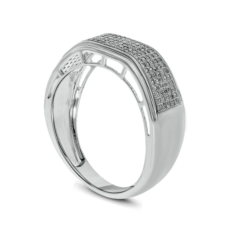 Men's 0.50 CT. T.W. Natural Diamond Multi-Row Wedding Band in Solid 10K White Gold