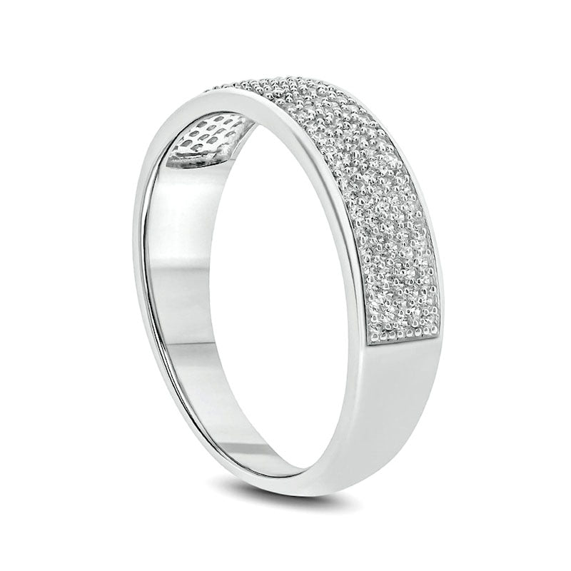 Men's 0.50 CT. T.W. Natural Diamond Multi-Row Wedding Band in Solid 10K White Gold