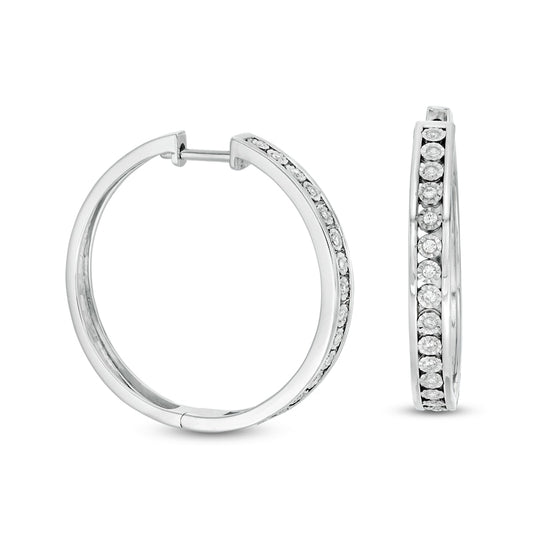 0.25 CT. T.W. Diamond Hoop Earrings in Sterling Silver