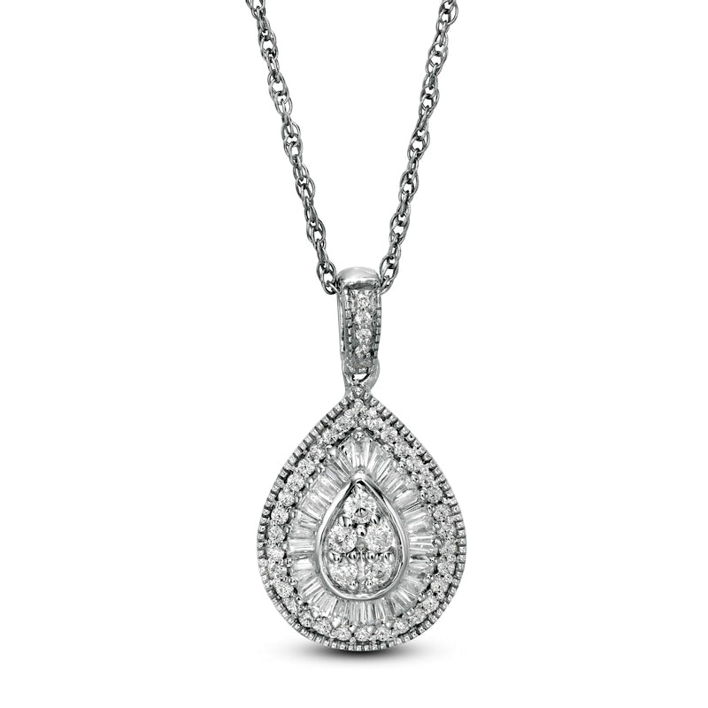 0.38 CT. T.W. Composite Natural Diamond Teardrop Pendant in 10K White Gold