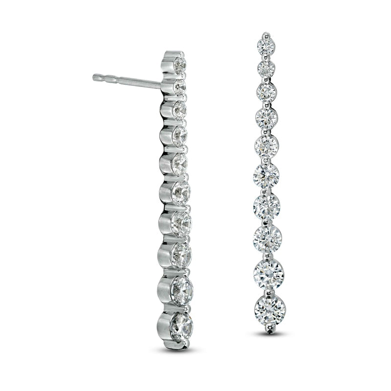 1 CT. T.W. Journey Diamond Drop Earrings in 10K White Gold