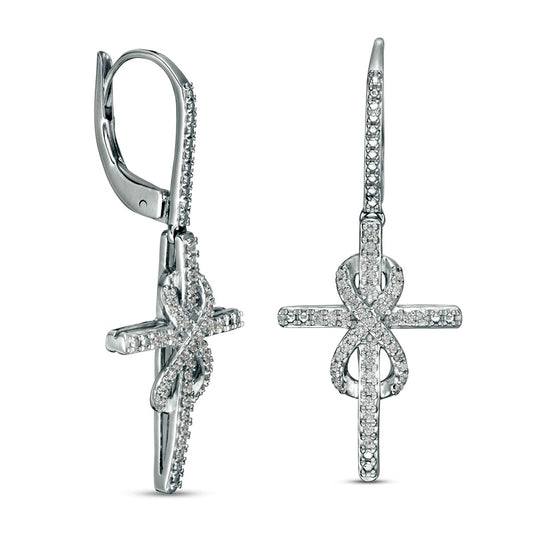 0.33 CT. T.W. Diamond Cross with Infinity Drop Earrings in Sterling Silver