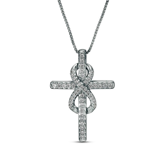 0.25 CT. T.W. Natural Diamond Cross with Infinity Pendant in Sterling Silver