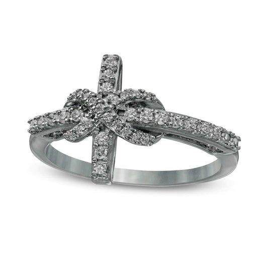 0.25 CT. T.W. Natural Diamond Sideways Cross with Infinity Ring in Sterling Silver