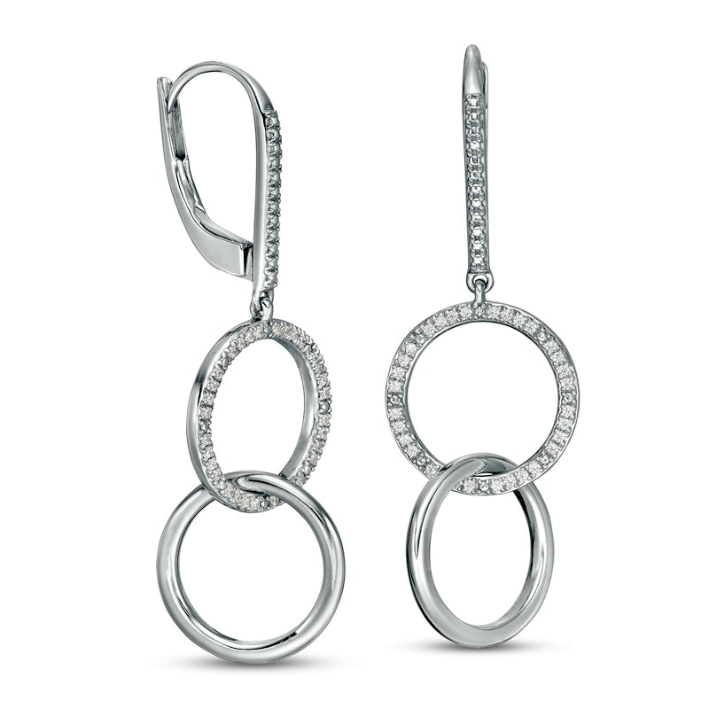 0.2 CT. T.W. Diamond Interlocking Circles Drop Earrings in Sterling Silver