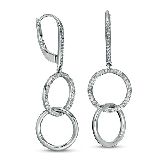 0.2 CT. T.W. Diamond Interlocking Circles Drop Earrings in Sterling Silver