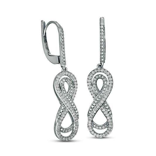 0.33 CT. T.W. Diamond Layered Infinity Drop Earrings in Sterling Silver