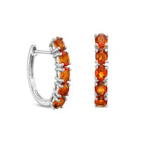 Oval Citrine Huggie Hoop Earrings in Sterling Silver