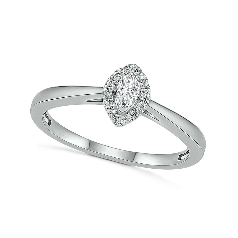 0.25 CT. T.W. Marquise Natural Diamond Frame Bridal Engagement Ring Set in Solid 10K White Gold