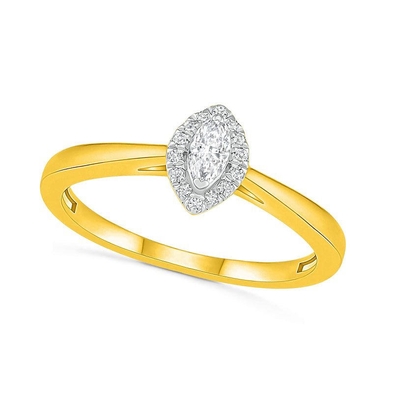 0.25 CT. T.W. Marquise Natural Diamond Frame Bridal Engagement Ring Set in Solid 10K Yellow Gold