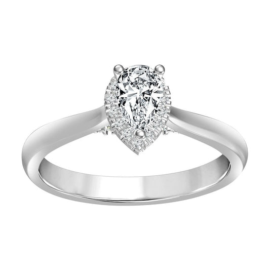 0.50 CT. T.W. Pear-Shaped Natural Diamond Frame Engagement Ring in Solid 14K White Gold