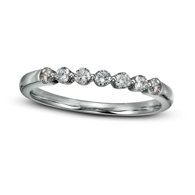 0.25 CT. T.W. Natural Diamond Seven Stone Anniversary Band in Solid 10K White Gold