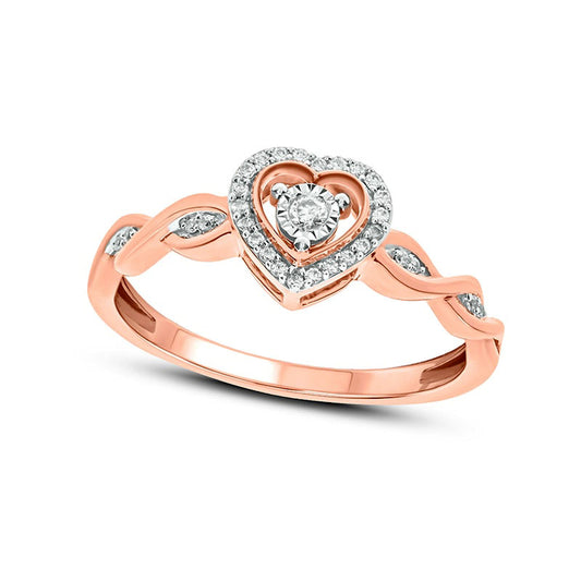 0.13 CT. T.W. Composite Natural Diamond Heart Twist Promise Ring in Solid 10K Rose Gold