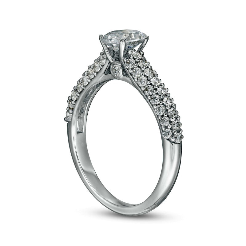 1.5 CT. T.W. Certified Oval Lab-Created Diamond Engagement Ring in Solid 14K White Gold (F/VS2)