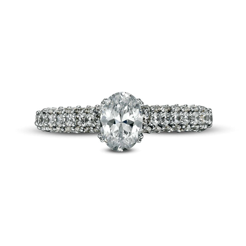 1.5 CT. T.W. Certified Oval Lab-Created Diamond Engagement Ring in Solid 14K White Gold (F/VS2)