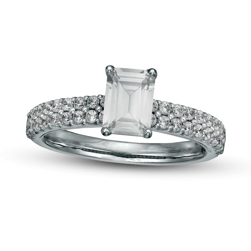 1.25 CT. T.W. Certified Emerald-Cut Lab-Created Diamond Engagement Ring in Solid 14K White Gold (F/VS2)