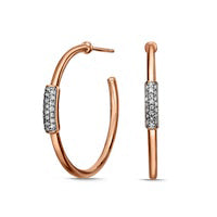 0.2 CT. T.W. Diamond Hoop Earrings in Sterling Silver with 18K Rose Gold