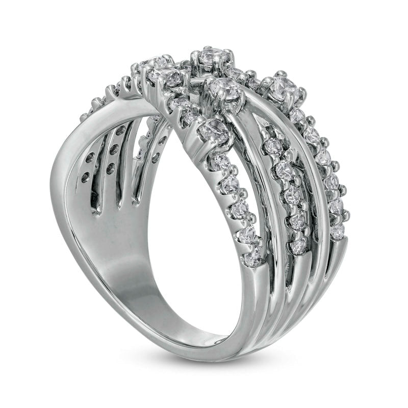 1.0 CT. T.W. Certified Lab-Created Diamond Multi-Row Crossover Ring in Solid 14K White Gold (F/SI2)