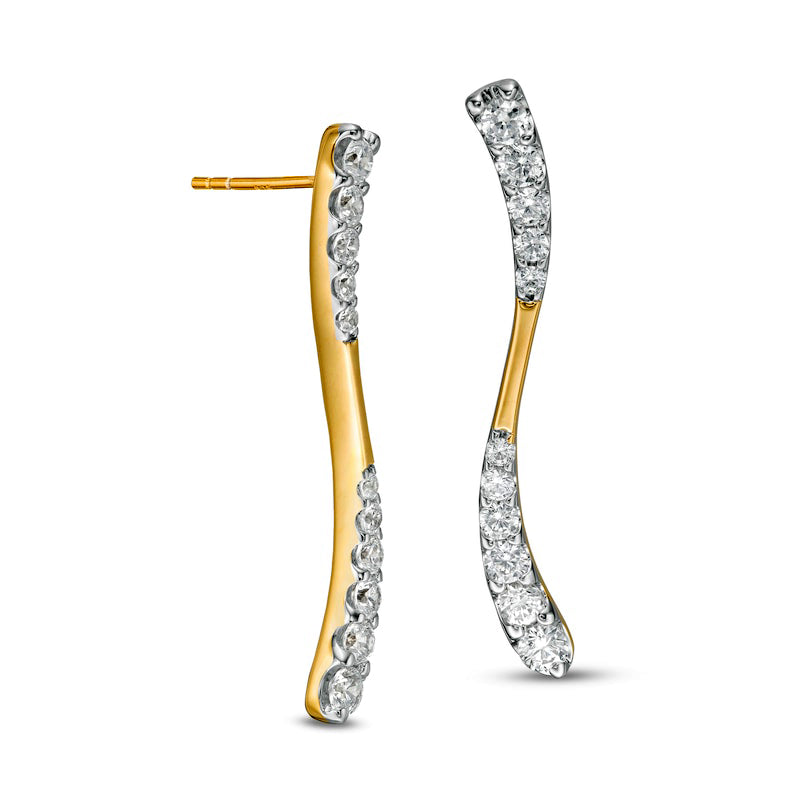 1.5 CT. T.W. Journey Diamond Linear Wave Drop Earrings in 10K Gold