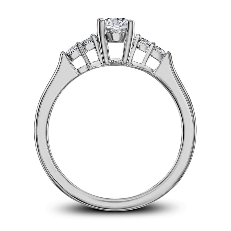 0.88 CT. T.W. Oval Natural Diamond Engagement Ring in Solid 14K White Gold