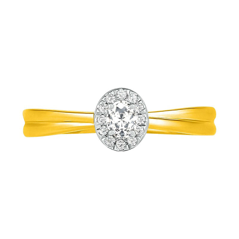 0.33 CT. T.W. Oval Natural Diamond Frame Bridal Engagement Ring Set in Solid 10K Yellow Gold