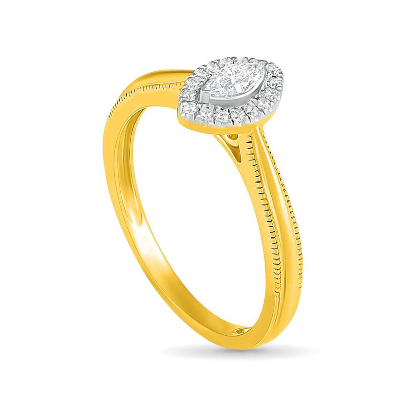 0.33 CT. T.W. Marquise Natural Diamond Frame Antique Vintage-Style Bridal Engagement Ring Set in Solid 10K Yellow Gold