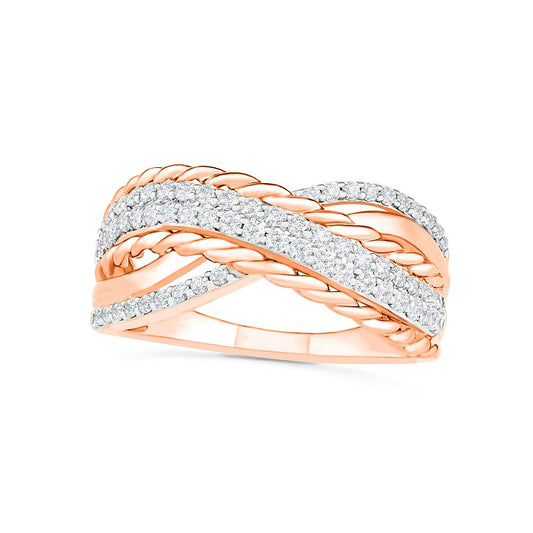 0.50 CT. T.W. Natural Diamond Crossover Ring in Solid 10K Rose Gold