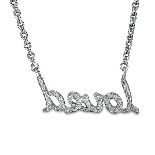 0.1 CT. T.W. Natural Diamond "loved" Necklace in Sterling Silver