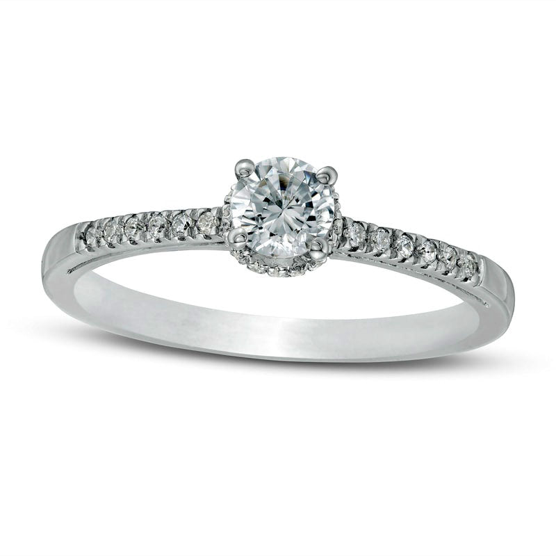 0.38 CT. T.W. Natural Diamond Framed Setting Engagement Ring in Solid 10K White Gold