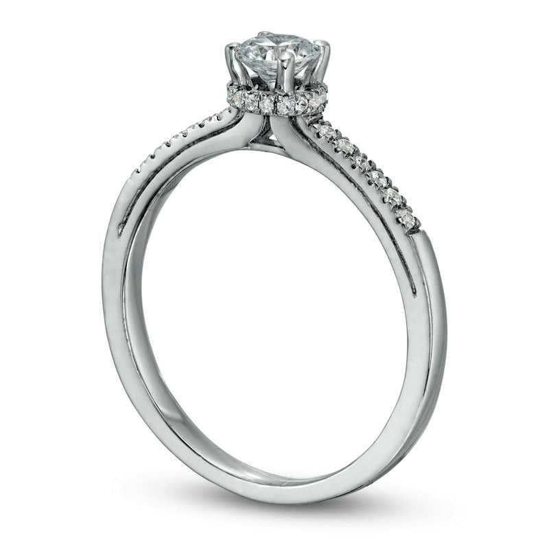 0.38 CT. T.W. Natural Diamond Framed Setting Engagement Ring in Solid 10K White Gold