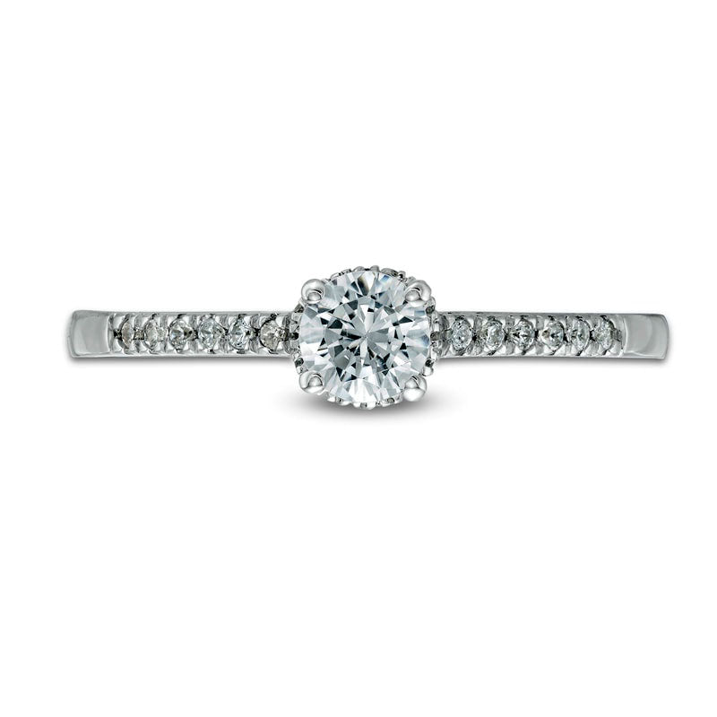 0.38 CT. T.W. Natural Diamond Framed Setting Engagement Ring in Solid 10K White Gold