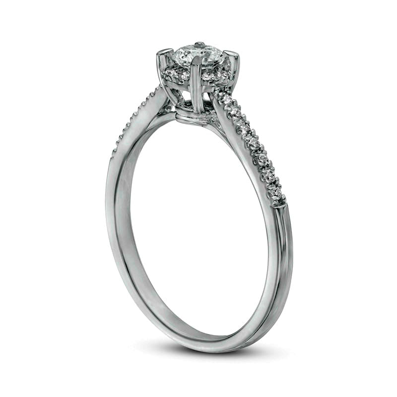 0.38 CT. T.W. Natural Diamond Hidden Frame Engagement Ring in Solid 10K White Gold