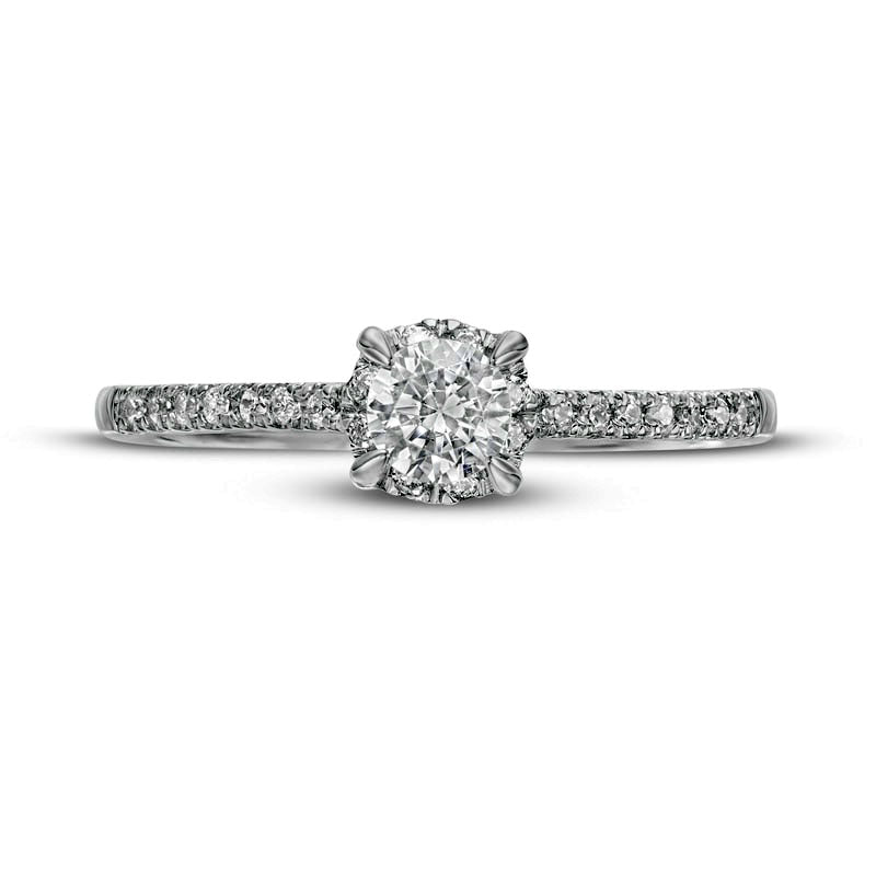 0.38 CT. T.W. Natural Diamond Hidden Frame Engagement Ring in Solid 10K White Gold