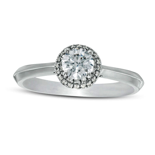 0.50 CT. T.W. Natural Diamond Rounded Frame Engagement Ring in Solid 10K White Gold