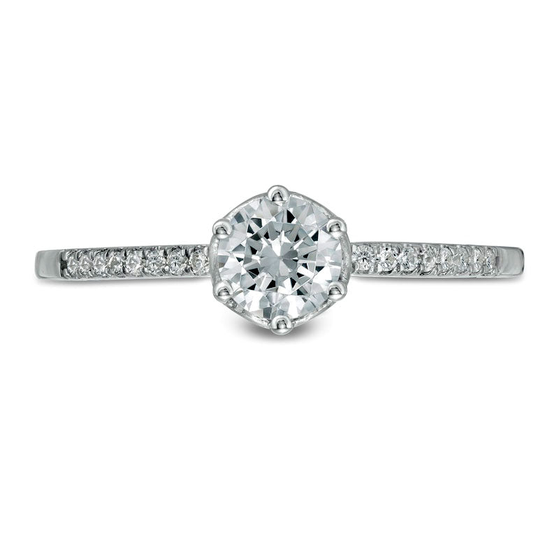 0.50 CT. T.W. Natural Diamond Scalloped Setting Engagement Ring in Solid 10K White Gold