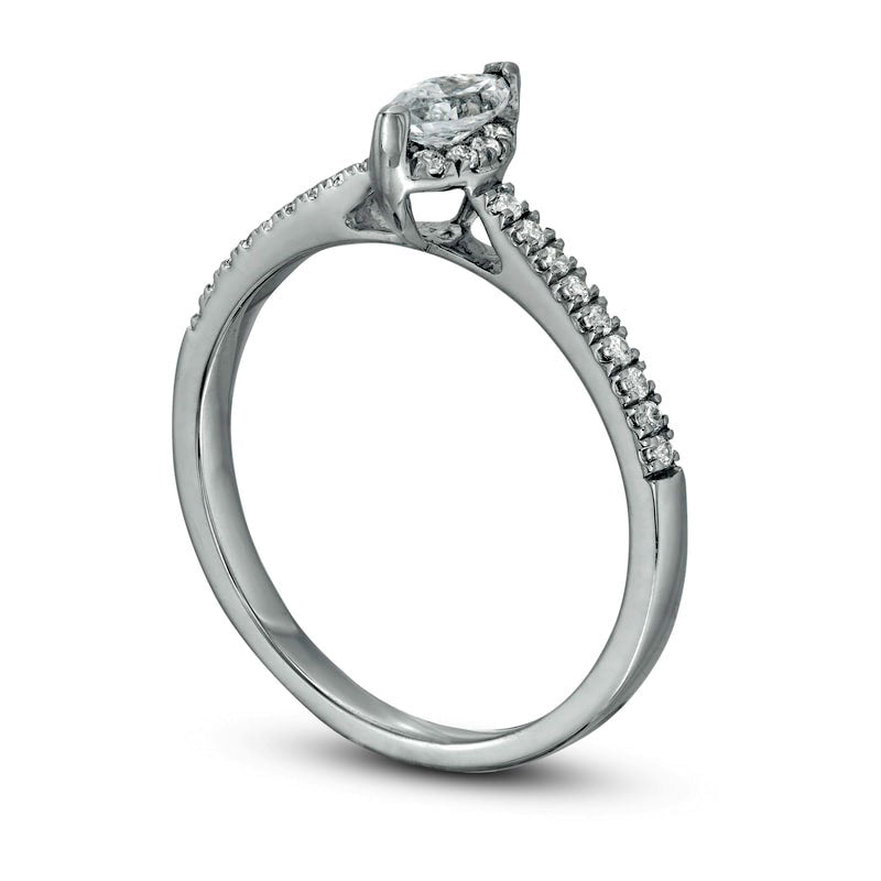 0.38 CT. T.W. Marquise Natural Diamond Hidden Frame Engagement Ring in Solid 10K White Gold