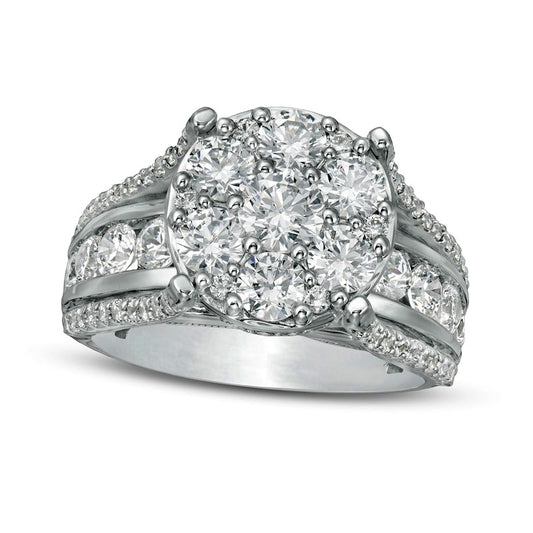 3.0 CT. T.W. Composite Natural Diamond Channel Shank Engagement Ring in Solid 14K White Gold