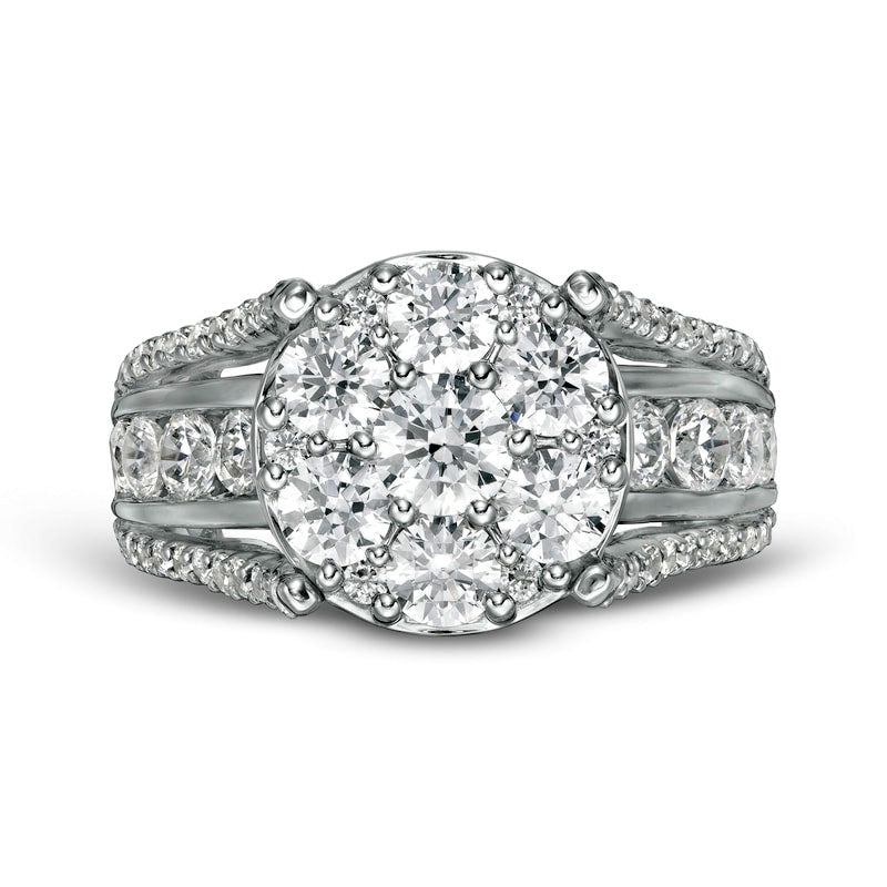 3.0 CT. T.W. Composite Natural Diamond Channel Shank Engagement Ring in Solid 14K White Gold