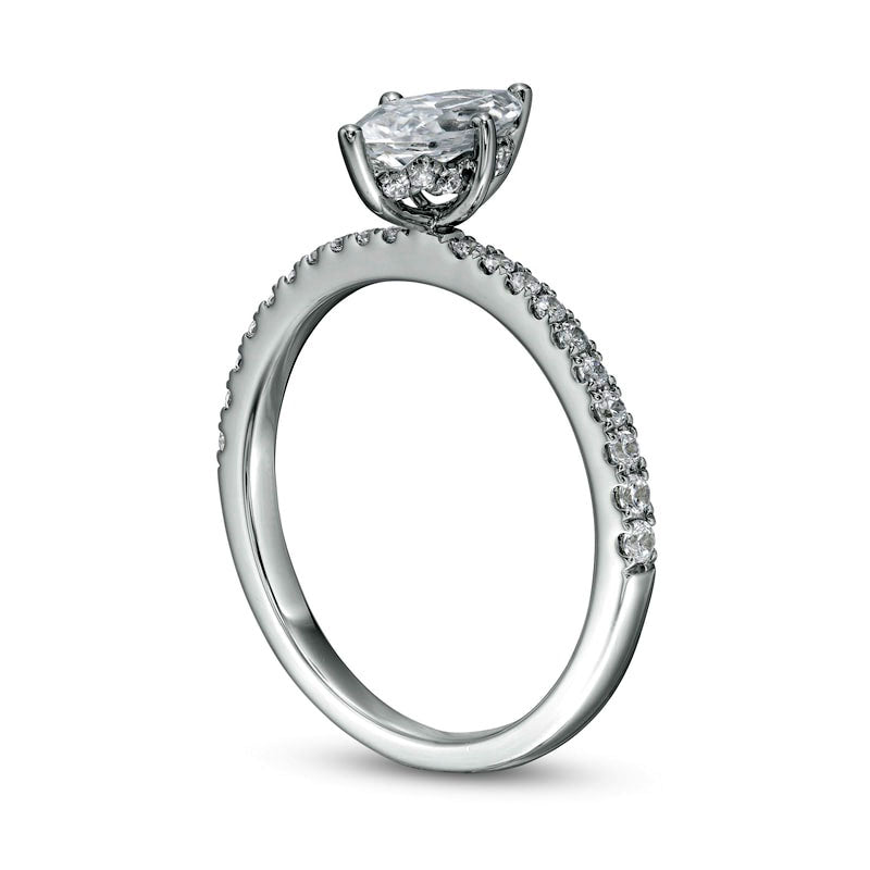 1.0 CT. T.W. Marquise Natural Diamond Engagement Ring in Solid 14K White Gold (I/I1)