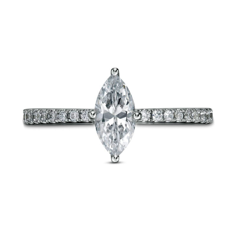 1.0 CT. T.W. Marquise Natural Diamond Engagement Ring in Solid 14K White Gold (I/I1)