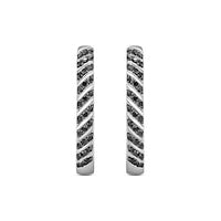 0.2 CT. T.W. Enhanced Black Diamond Striped Hoop Earrings in Sterling Silver