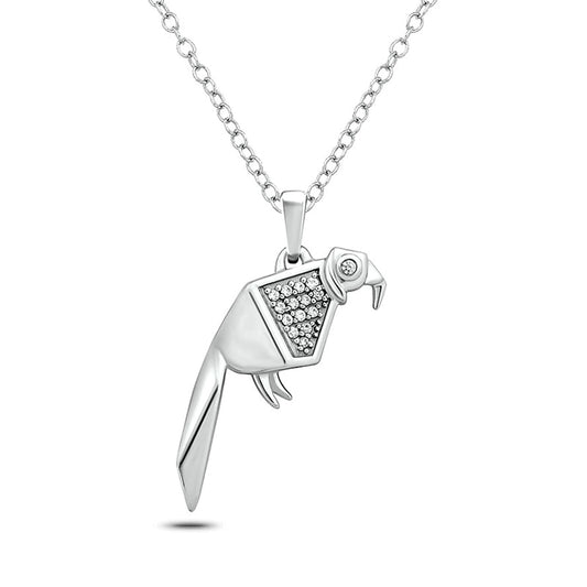 0.05 CT. T.W. Natural Diamond Origami Parrot Pendant in Sterling Silver