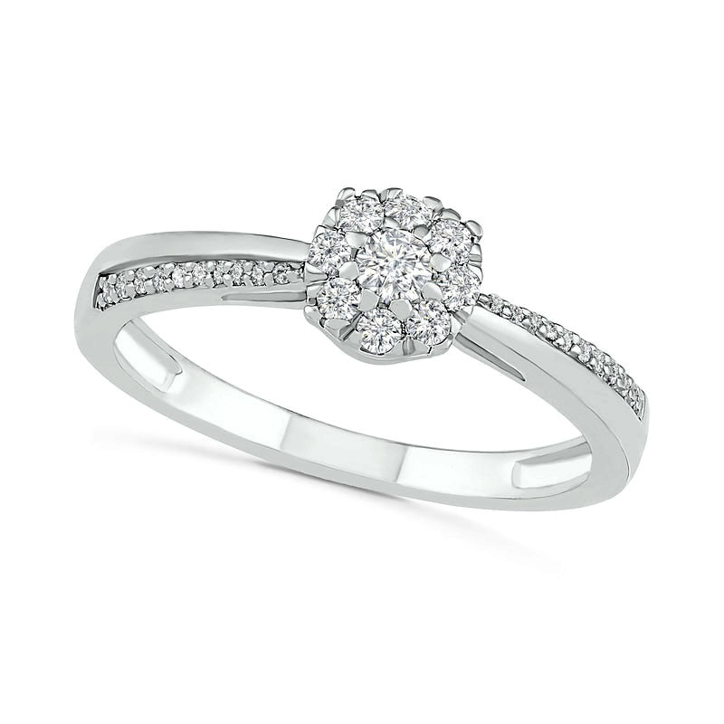 0.33 CT. T.W. Composite Natural Diamond Bridal Engagement Ring Set in Solid 10K White Gold