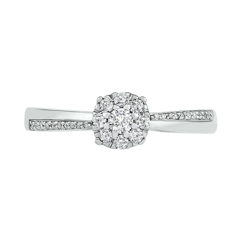 0.33 CT. T.W. Composite Natural Diamond Bridal Engagement Ring Set in Solid 10K White Gold