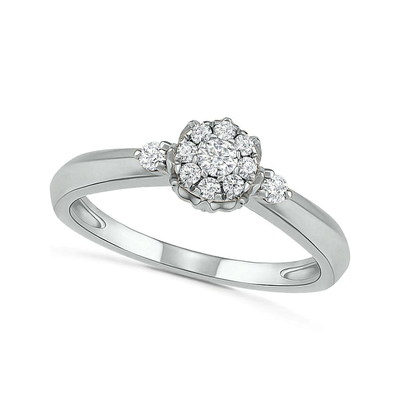 0.33 CT. T.W. Composite Natural Diamond Bridal Engagement Ring Set in Solid 10K White Gold